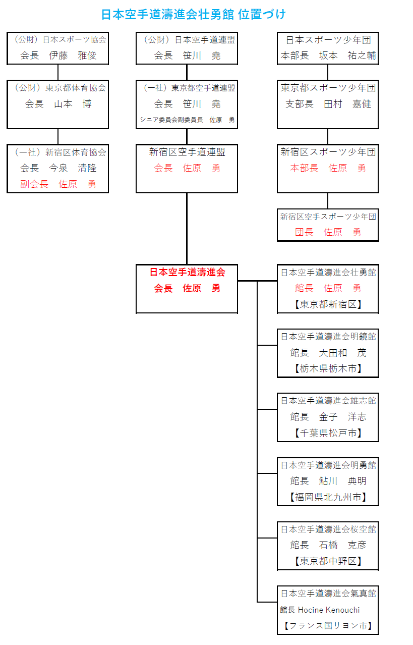 Organigramme de l'école TOSHINKAI au complet (Hocine Kenouchi en bas à droite)