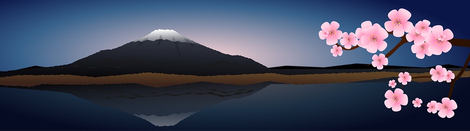 Dessin du Mont Fuji et Sakura Japon